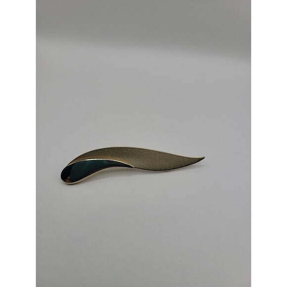 Vintage Brooch Pin Gold Tone Two Tone Textured Abstract Designer Jewelry - Picture 11 of 14